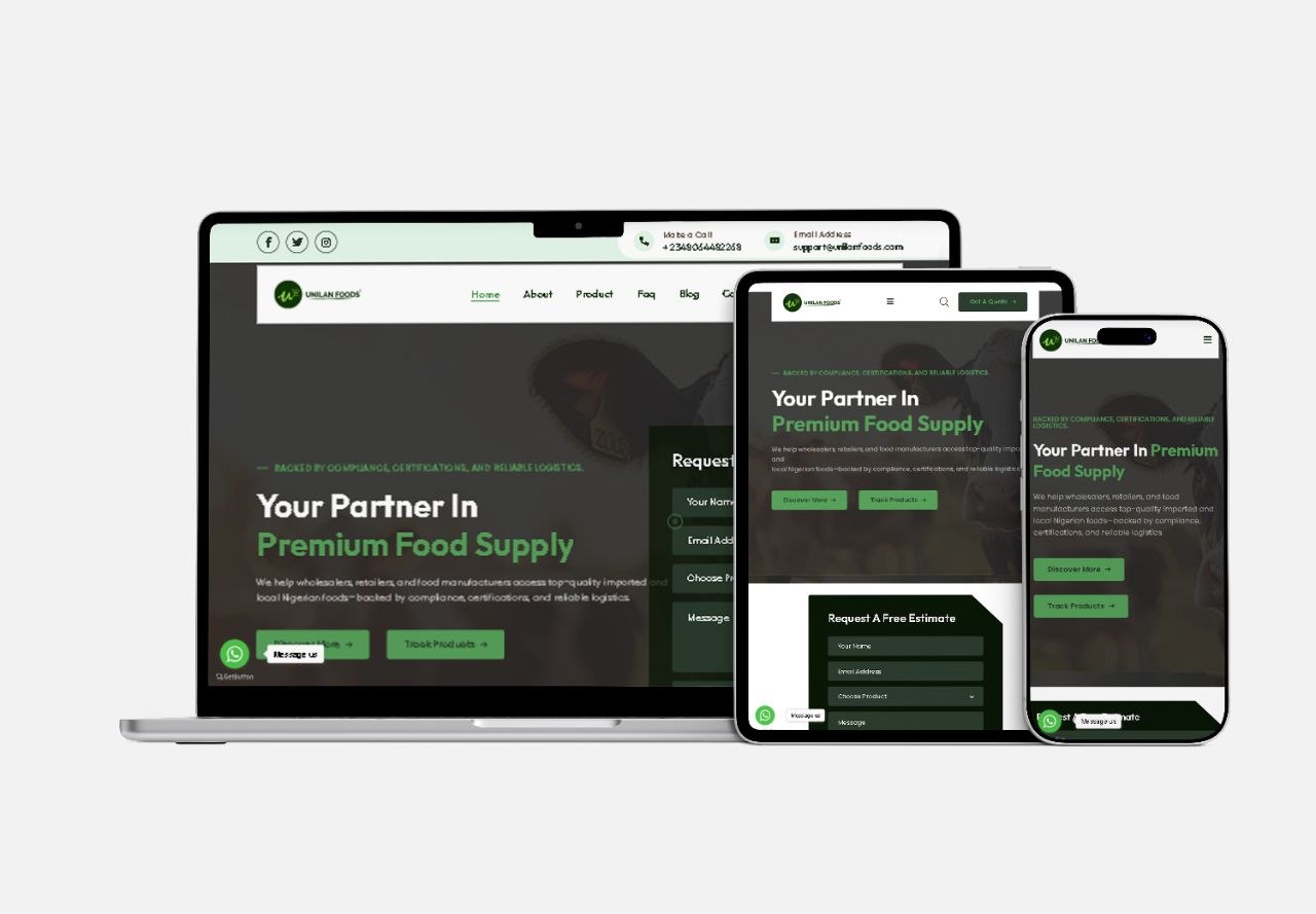 Corporate Food Supply Website | Responsive Business Website