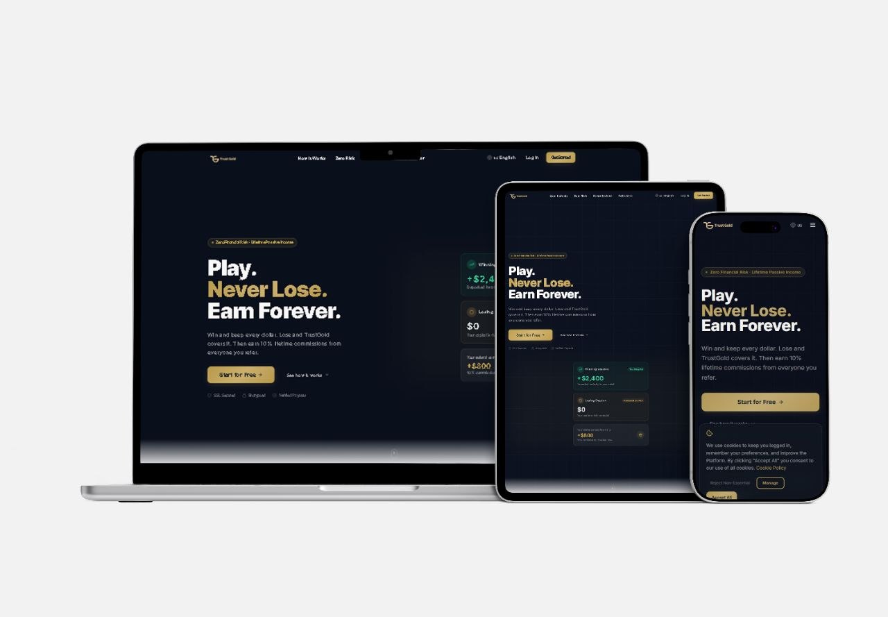 TrustGold | Modern FinTech Landing Page & Investment Platform UI